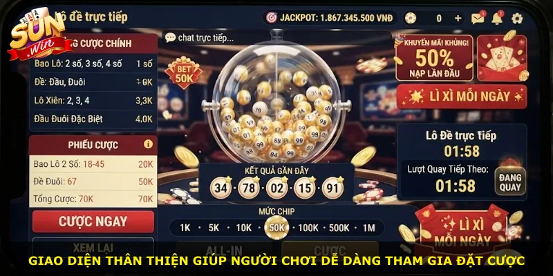 Giao diện thân thiện giúp người chơi dễ dàng tham gia đặt cược