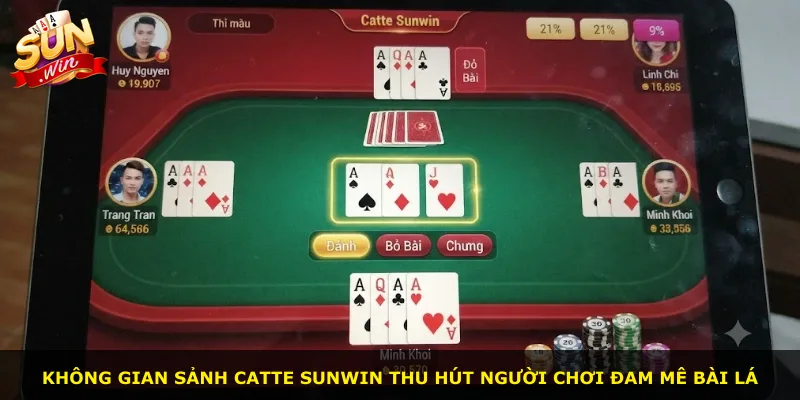 Không gian sảnh Catte Sunwin thu hút người chơi đam mê bài lá
