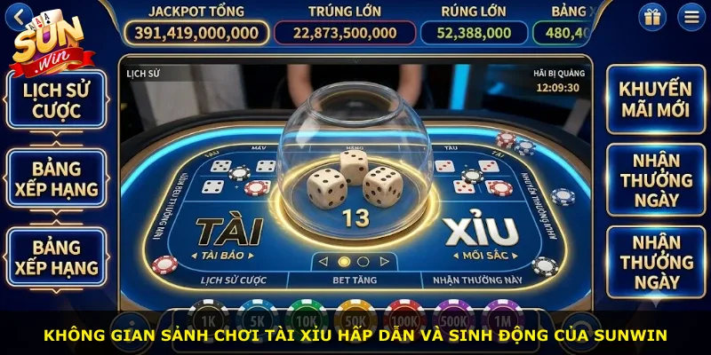 Không gian sảnh chơi tài xỉu hấp dẫn và sinh động của Sunwin