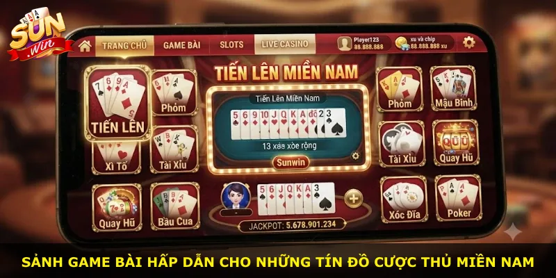 Sảnh game bài hấp dẫn cho những tín đồ cược thủ miền nam